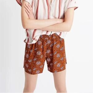 Madewell Drapey Pull-On Shorts in Warm Paisley